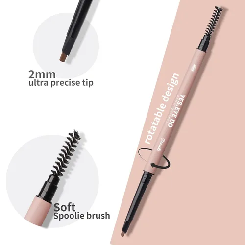 Vista 2 de Auburn - Lápiz de cejas con cepillo, lápiz de cejas rojo para mujer, ultra preciso, lápiz de cejas Aubrun impermeable, crea cejas tupidas esponjosas