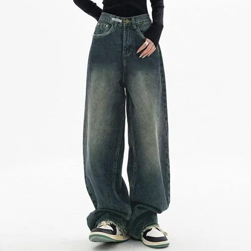 Vista 6 de Pantalones de mezclilla holgados para mujer, estilo Y2K, High Street Boyfriend, pantalones vintage de tiro bajo, ropa estética, ropa