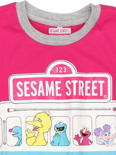 Vista 3 de Sesame Street Elmo, Big Bird, Cookie Monster, Grover, Abby Cadabby - Camiseta de manga larga para niñas pequeñas y bebés, color rosa