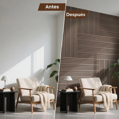 Vista 5 de Paneles de pared de madera acústica de 47.6 x 23.6 pulgadas, paneles de madera a prueba de sonido para paredes, panel acanalado 3D para decoración