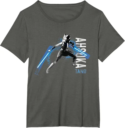 Vista 19 de Star Wars The Clone Wars Ahsoka Tano Dual Lightsabers Camiseta Asphalt Grey