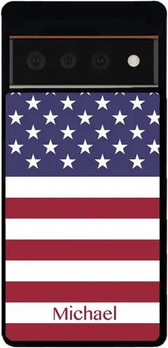 Vista 5 de Funda de goma negra personalizada con diseño de estrellas y rayas de la bandera estadounidense compatible con Google Pixel 10, 10 Pro, 10 Pro XL
