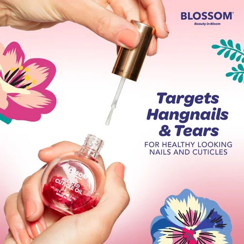 Vista 6 de Blossom Hidratante, hidratante, fortalecedor, aceite perfumado para cutículas, infundido con flores reales, fabricado en Estados Unidos, 1.26 onzas