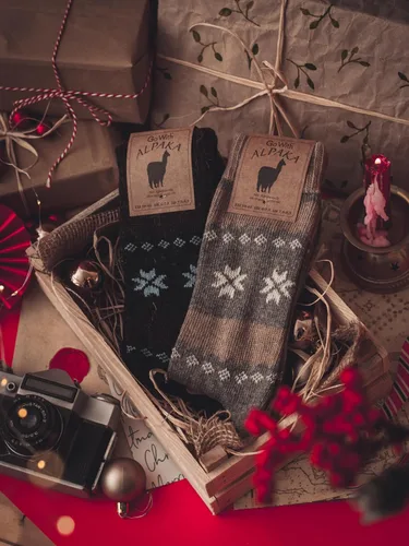 Vista 4 de GoWith Alpaca Wool Socks for Men & Women, Alpaca-Merino Blend Warm Cozy Crew Socks, Thermal Regular-Fit Boot Socks