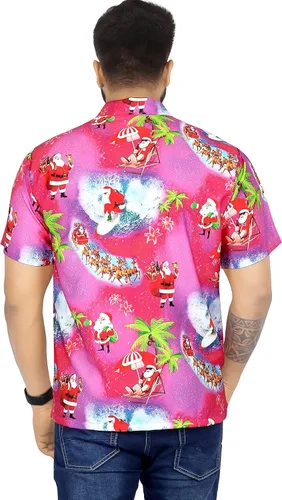 Vista 3 de HAPPY BAY Camisas hawaianas de manga corta con botones para hombre, camisas de verano para playa, vacaciones, isla de Hawái, camisas para hombres