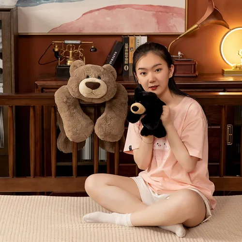 Vista 7 de Doireum Animales de Peluche con Peso, Juguete de Animal de Peluche de Oso con Peso, Almohada Decorativa de Peluche de Oso Negro, Regalos para Niños