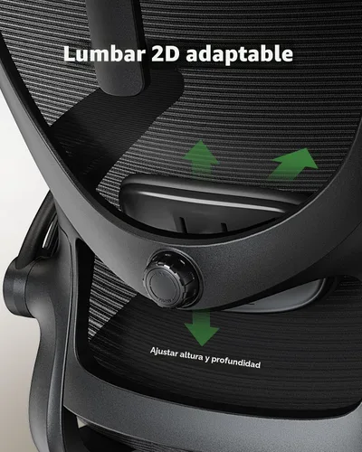 Vista 4 de Marsail - Silla ergonómica de oficina - Silla de escritorio con respaldo alto de malla y soporte lumbar ajustable, silla giratoria con ruedas