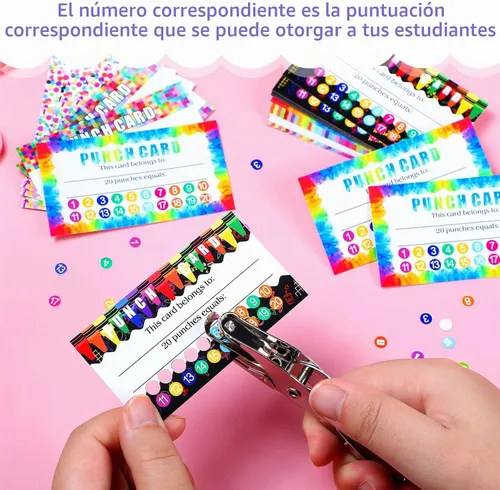Vista 2 de Outus 320 tarjetas perforadoras para aula, 20 perforaciones