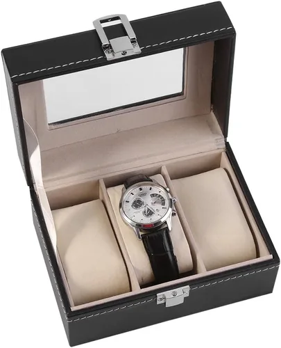 Vista 6 de plplaaoo Watch Case, Watch Box, Watch Storage Box, Watch Storage Case, Leather Watch Box, 1Pc High Grade 3 Slots PU Leather Box Case For Watch