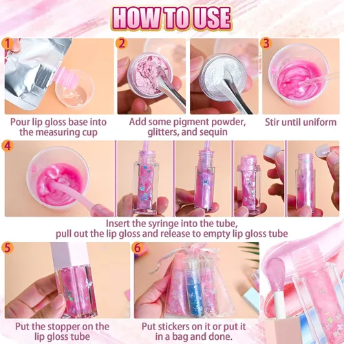 Vista 6 de Jcoos Kit de fabricación de brillo de labios, kit de brillos de labios para hacer tu propio lápiz labial, brillo de labios que cambia