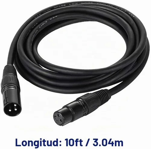 Vista 2 de Cable DMX de 10 pies / 10.0 ft, 4 paquetes de cables DMX de 3 pines, cables DMX, DMX512 XLR macho a hembra cable de señal de luz de escenario