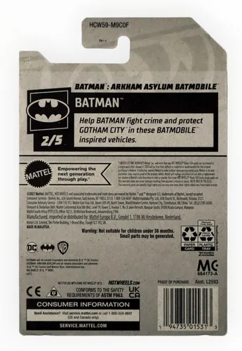 Vista 2 de Hot Wheels Batman 2022 Batman: Arkham Asylum Batmobile Batman 2/5 Marrón