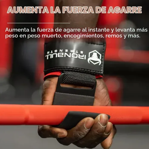 Vista 4 de Iron Bull Strength Ganchos de acero para levantamiento de pesas (par) - Correas de muñeca de levantamiento de pesas resistentes - Correas