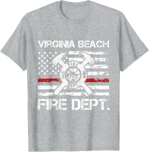 Vista 9 de Virginia Beach Virginia Fire Department - Camiseta delgada de línea roja, Negro