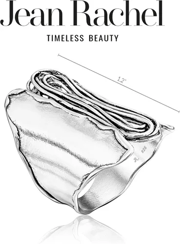 Vista 7 de JEAN RACHEL JEWELRY Anillo de plata de ley 925 Anillo de escudo contemporáneo con envoltura de alambre de diseño vintage, hipoalergénico, sin plomo