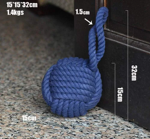Vista 4 de Tope de puerta náutico Sailor Rope Knot Door Stopper, Ventana Cuña Producto Decorativo Cuña Puerta Cuña Marina Mediterránea Regalo Tope de puerta