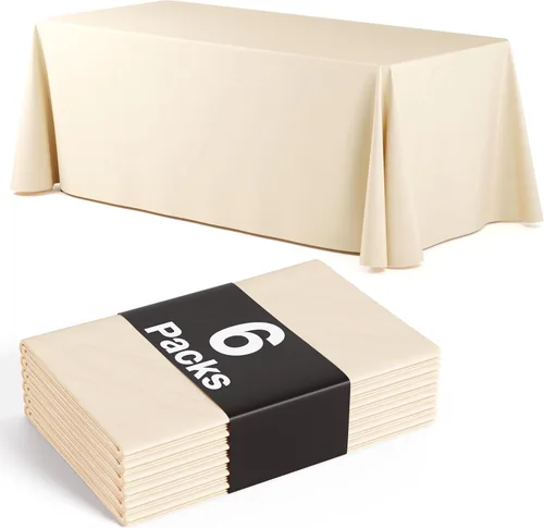 Vista 11 de Paquete de 6 manteles rectangulares desechables de plástico color negro, 70 x 120 pulgadas, para fiestas, mantel rectangular, manteles desechables