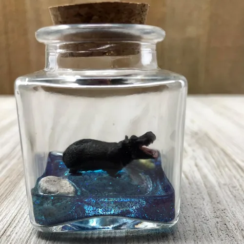 Vista 6 de Mini hipopótamo para mascotas con certificado marrón de adopción hipopótamo pigmeo hecho a mano en EE. UU. Fish Belli