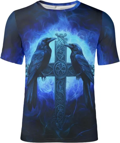 Vista 14 de GLUDEAR Camiseta Vikings para hombre, novedad con estampado 3D de mitología nórdica Aurora Galaxy Life Tree