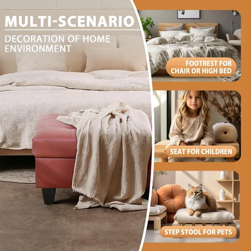 Vista 10 de GRETERST Banco otomano rectangular de almacenamiento, reposapiés de piel sintética, taburete con tapa con bisagras para sala de estar, dormitorio