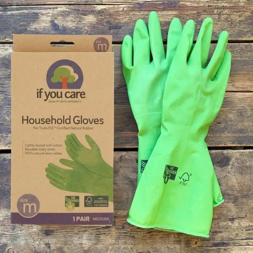 Vista 3 de If You Care - Guantes de látex de algodón con flocado medianos para el hogar – Duraderos, reutilizables, de comercio justo – 1 par
