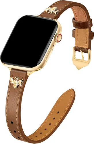 Vista 23 de JR.DM Correas de cuero delgadas compatibles con Apple Watch Band 1.496 in 1.575 in 1.614 in 1.654 in 1.732 in 1.772 in 1.811 in 1.929 in, correa