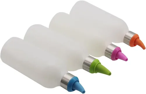 Vista 8 de 4 botellas exprimibles, botellas de plástico de 15 onzas para condimentos, dispensador de salsa, aderezo para salsa picante, condimentos, jarabe