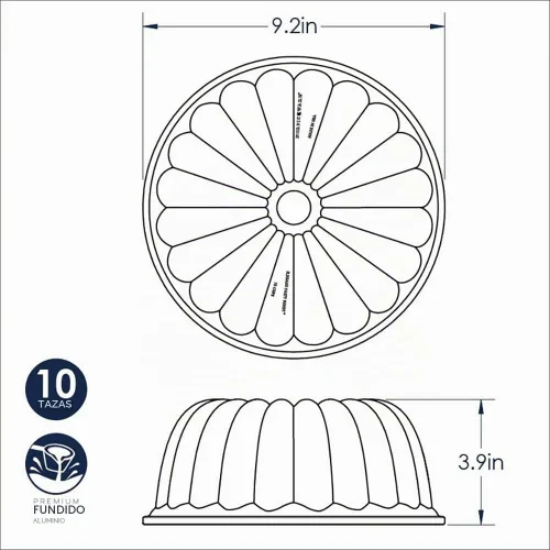 Vista 4 de Nordic Ware Elegant Party Molde de tubo tipo bundt, 22.3 cm x 9.3 cm, dorado