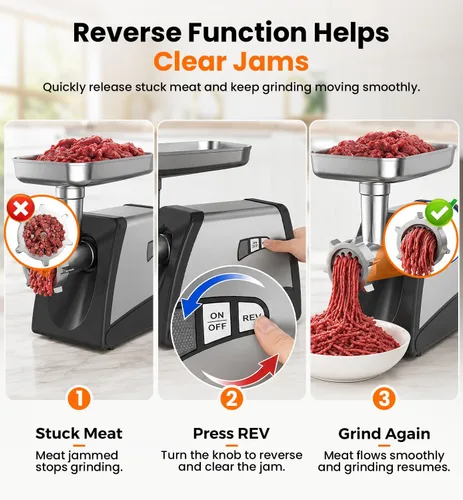 Vista 5 de Picadora eléctrica de carne Bluelinecool de 3500 W Max para uso doméstico PG508