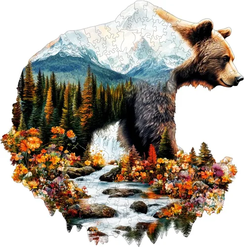 Vista 9 de Rompecabezas de Madera para Adultos - Rompecabezas de Madera de Oso Astral - Rompecabezas Únicos de Madera con Forma de Animal para Adultos