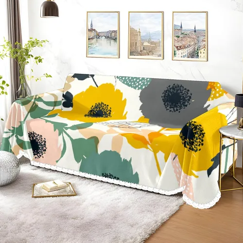 Vista 3 de Funda de sofá con estampado floral, fundas de sofá para sillón, funda resistente a las manchas, protector universal de muebles