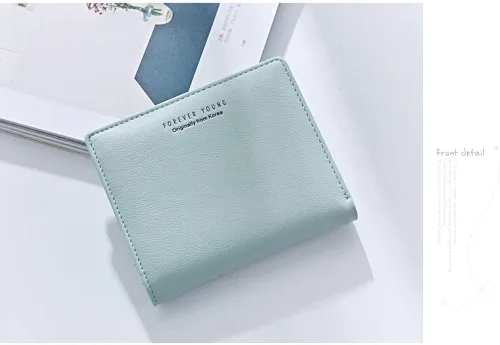Vista 4 de AnnabelZ Billetera pequeña de cuero plegable para mujer, mini monedero corto