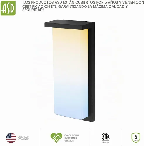 Vista 9 de ASD Lámpara LED de pared para exteriores de 8", aplique de casa para puerta delantera 3CCT, regulable, impermeable, certificada por ETL 12W