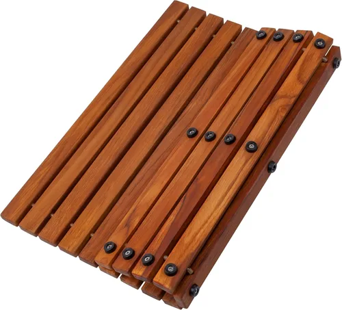Vista 10 de Nordic Teak - Tapete de Cuerda de Madera de Teca 100% Maciza - Para Uso Interior y Exterior - Plataforma de Madera Antideslizante para Sauna