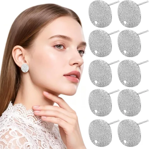 Vista 11 de Milisten Postes de pendientes para la fabricación de joyas, 20 piezas de pendientes, 0.5 in de acero inoxidable redondo plano almohadilla en blanco