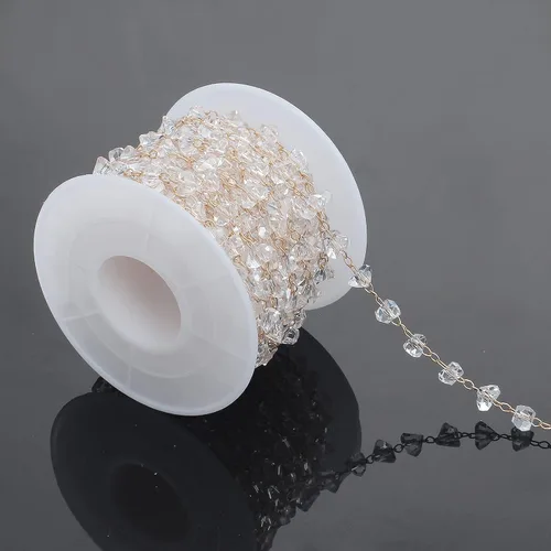 Vista 9 de UMAOKANG Cadena de Eslabones de Perlas de Imitación de 32.8 Pies Rollo de Cadena de Cuentas Cadena de Collar de Cobre a Granel con Carrete