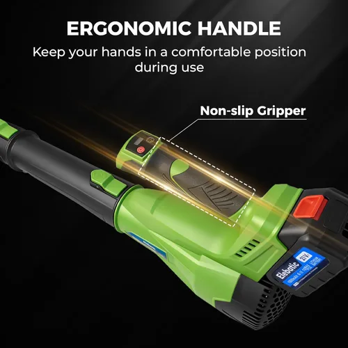 Vista 6 de Soplador eléctrico de hojas inalámbrico con batería y cargador, 690 CFM/190 MPH/28000 RPM, soplador de mano sin escobillas con modos de 6
