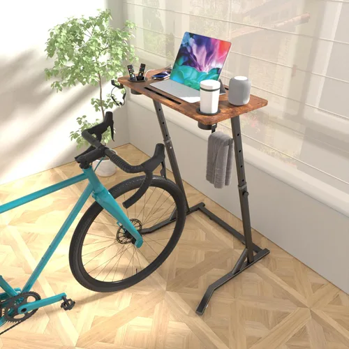 Vista 2 de OrigoDeco Escritorio de ciclismo de interior, escritorio de pie ajustable para almohadilla para caminar, escritorio de entrenamiento de bicicleta