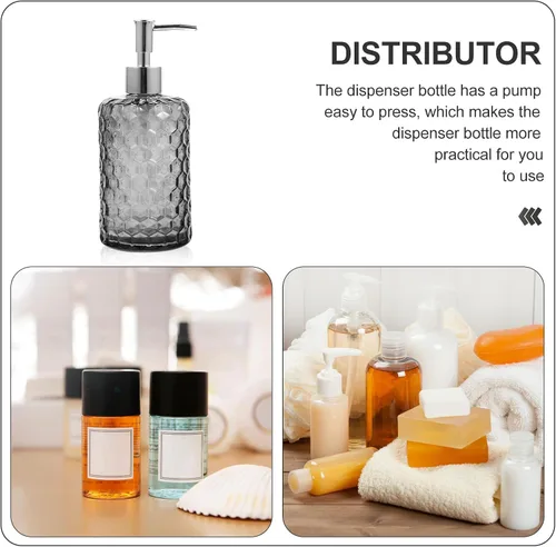 Vista 7 de VICASKY Glass Pump Bottle with Silver Cap Refillable Hand Soap Dispenser for Shampoo Lotion Body Wash Large Capacity Easy-Press Multi-Function
