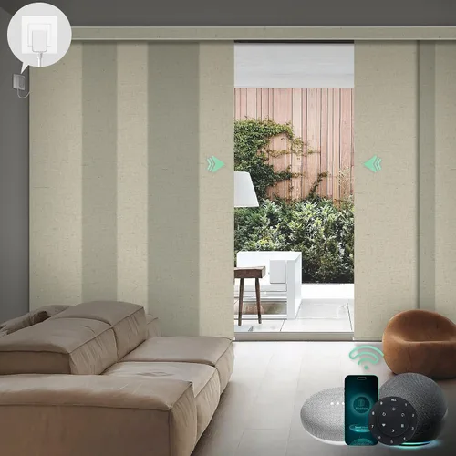 Vista 13 de Yoolax - Persianas deslizantes inteligentes personalizadas XL, persianas verticales de tela opacas para puertas de vidrio. Separador de habitación