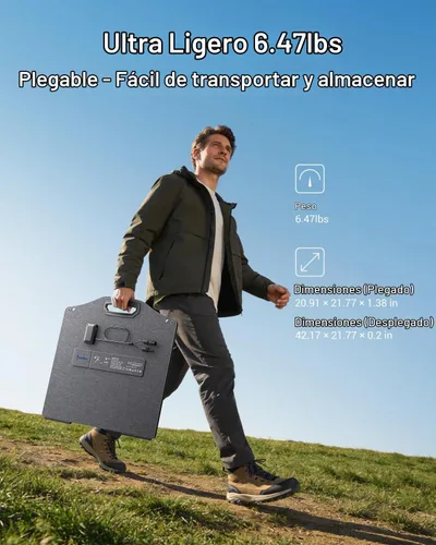 Vista 5 de BigBlue Panel Solar de 100W con USB-C (45W PD) + USB-A (Carga Rápida 18W) y Puertos MC-4, Resistente al Agua IP68, Accesorios Esenciales