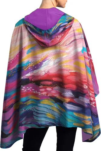 Vista 20 de RainCaper Cherry Blossoms Poncho de lluvia para mujer con capucha reversible Flores de cerezo