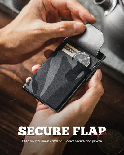 Vista 30 de DUGRAFT Tarjetero para tarjetas de crédito con bolsillo para dinero, minimalista, delgado, de aluminio, de metal, para hombres, con bloqueo RFID