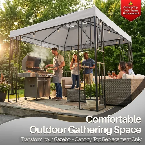 Vista 8 de Flexzion Cubierta de repuesto para toldo de 8 x 8 pies (7.9 ft x 7.9 ft), cubierta superior de doble nivel con protección UV30+, resistente a