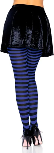 Vista 2 de Leg Avenue - Mallas de nailon a rayas para mujer Negro/Azul