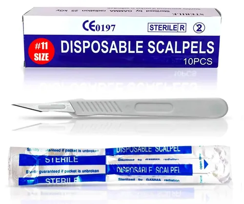 Vista 14 de MedHelp Escalpelos Desechables 10 - Herramienta de Dermaplaning Escalpelos 10 con Mango de Plástico, Hojas de Dermablade de Acero de Alto Carbono
