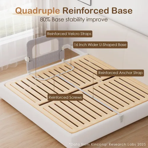 Vista 2 de Riel de cama para niños pequeños, riel de cama de 81 cm con base en forma de U más ancha, rieles de cama transpirables para camas King, Queen, Full