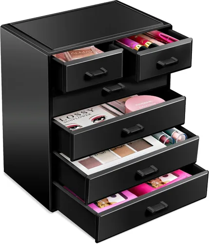 Vista 11 de Sorbus Organizador de Maquillaje, Soporte para Brochas y Cajones de Almacenamiento de Maquillaje - Organizador de Maquillaje Acrílico para Tocador