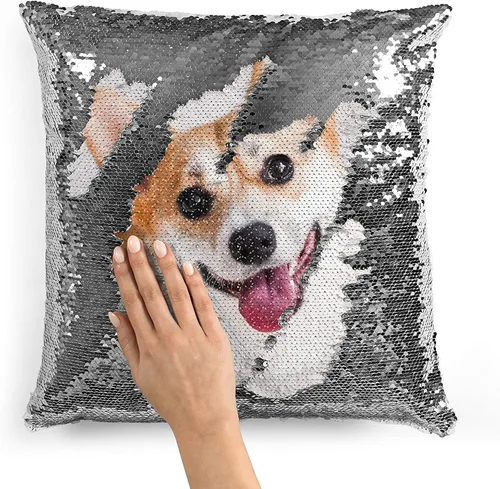 Vista 9 de LING Ling's Design Fundas de almohada personalizadas con lentejuelas Funda de almohada reversible personalizada para Navidad, cumpleaños o Rosa