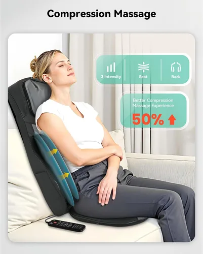 Vista 7 de Snailax Almohada Completa de Masaje para Silla, Masajeador de Cuello y Espalda con Calor, 4D Shiatsu Personalizable, Masaje Punto, Rodillo